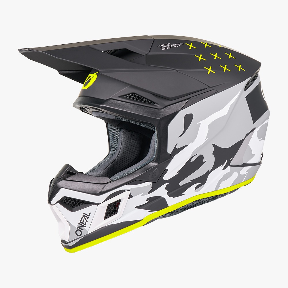 קסדת שטח אוניל אפור\צהוב\לבן –  O'Neal 3SRS Helmet